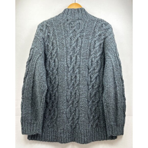 Jones New York Sport Sweater Large Hand Knit Cable Full-Zip Alpaca Wool Blend - Picture 3 of 8